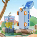 Garrafa Infantil De Água com Canudo de 500ML Formato de Ônibus Urso Com Alça
