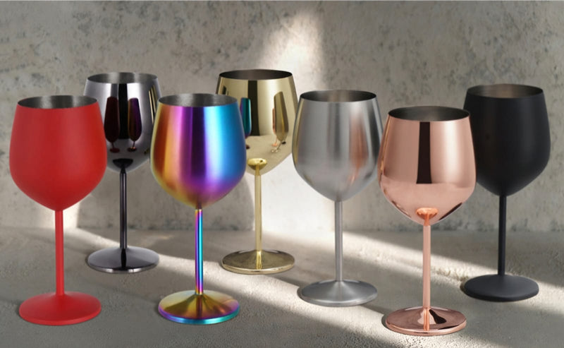 Taça Térmica Metálica Inox 500ml Com Logo Gravado Vinho Whisky Gin