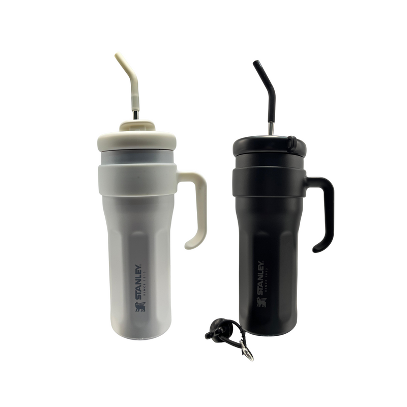 Copo Garrafa Térmica 1200ml Isolamento Com Canudo Em Inox Silicone
