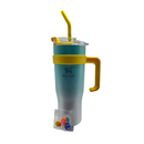 Copo Garrafa Térmica 1200ml Com Adesivos e Canudo Inox Proteção Silicone