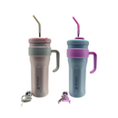 Copo Garrafa Térmica 1200ml Isolamento Com Canudo Em Inox Silicone