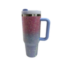 Copo Térmico Glamour com Strass 1200ml Inox Tampa Vedada e Canudo