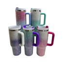 Copo Térmico Glamour com Strass 1200ml Inox Tampa Vedada e Canudo