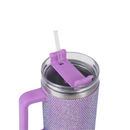 Copo Térmico Glamour com Strass 1200ml Inox Tampa Vedada e Canudo