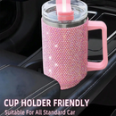 Copo Térmico Glamour com Strass 1200ml Inox Tampa Vedada e Canudo