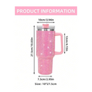 Copo Térmico Glamour com Strass 1200ml Inox Tampa Vedada e Canudo