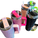 Copo Térmico Glamour com Strass 1200ml Inox Tampa Vedada e Canudo