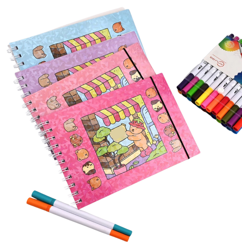 Livro de Colorir Personalizado 50 Folha Capa Holográfica A5 Coloring Book Desenho