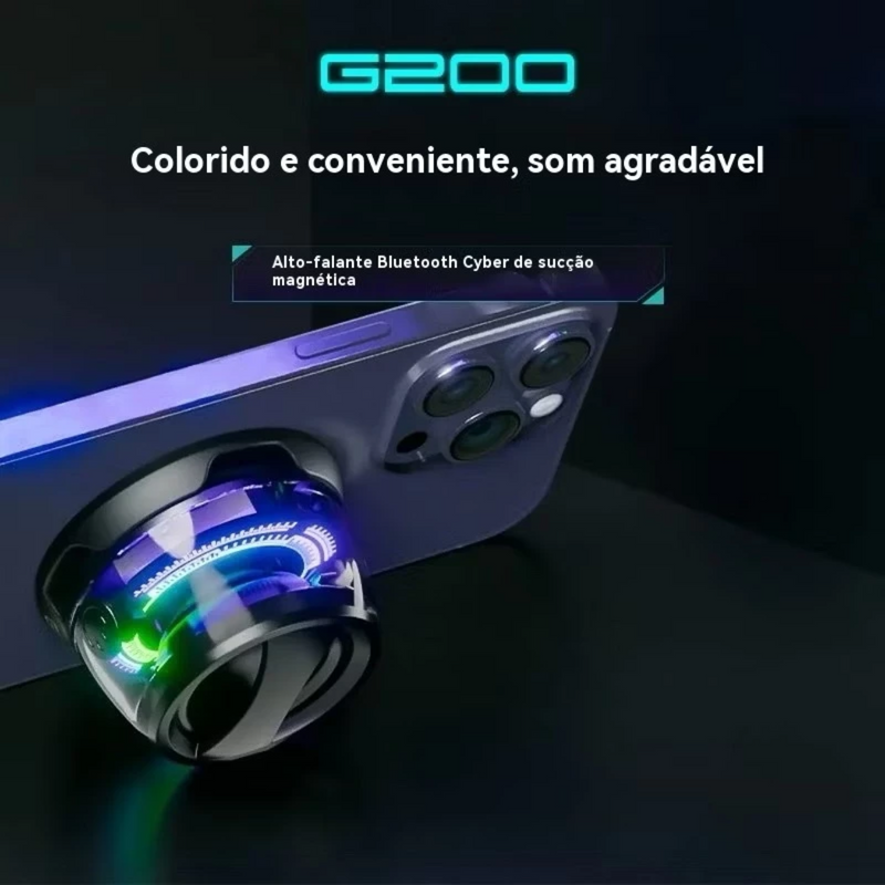 Mini Caixa de Som Bluetooth 5.4 Magnética com Luz RGB e Subwoofer Portátil