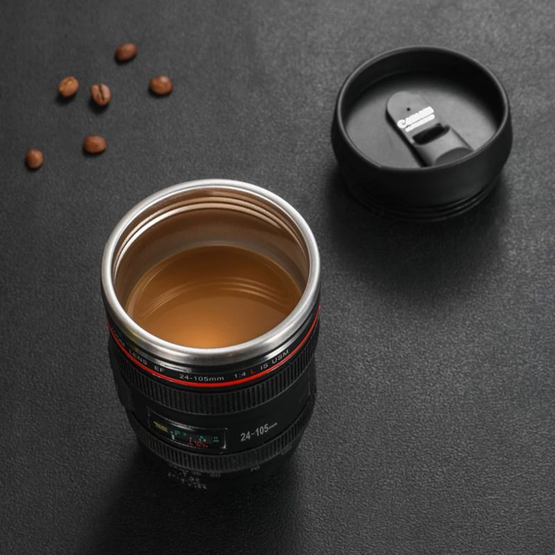 Copo Térmico Lente Câmera Fotográfica 350ml Criativo e Realista