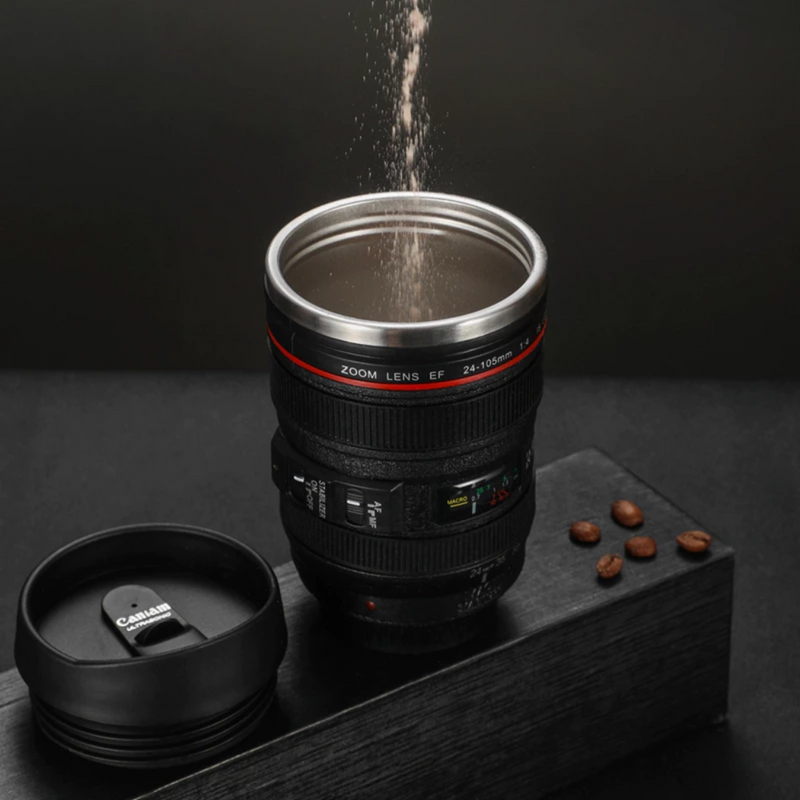 Copo Térmico Lente Câmera Fotográfica 350ml Criativo e Realista