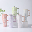 Copo Térmico com Estampa Mármore Colorido 1200ml – Bico Flexível