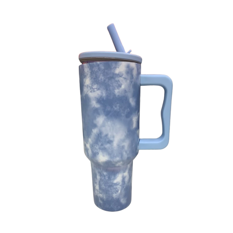 Copo Térmico com Estampa Mármore Colorido 1200ml – Bico Flexível