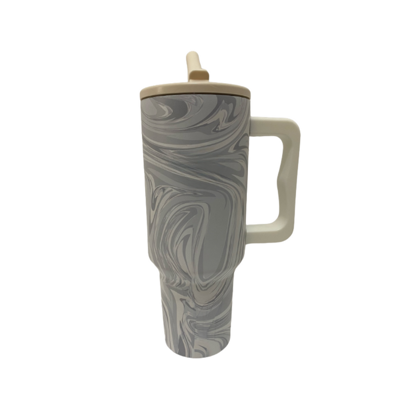Copo Térmico com Estampa Mármore Colorido 1200ml – Bico Flexível
