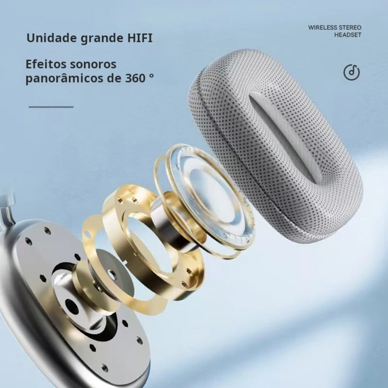 Fone Bluetooth Sem Fio P9 Super Bass Áudio HD Com Microfone 12H Bateria