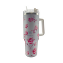 Copo Garrafa Térmica Estampa Floral 1200ml Com Tampa Acrílica Canudo