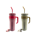 Copo Garrafa Térmica 1200ml Isolamento Com Canudo Em Inox Silicone