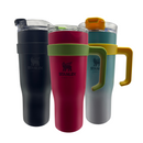 Copo Garrafa Térmica 1200ml Com Adesivos e Canudo Inox Proteção Silicone