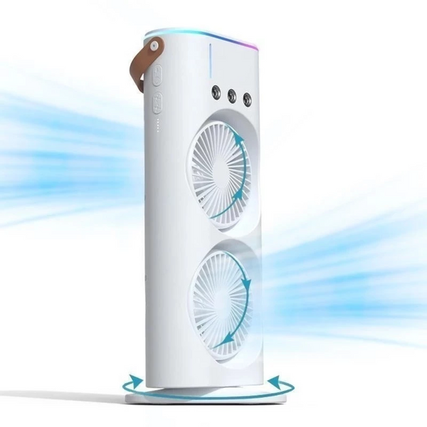 Ventilador Portátil Climatizador e Umidificador de Ar com Iluminação LED e Controle Remoto