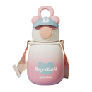 Garrafa Infantil 500ml Urso Com Canudo Alça Adesivos Para Decorar