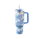 Copo Térmico com Estampa Mármore Colorido 1200ml Canudo e Tampa Hermética