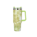 Copo Térmico com Estampa Mármore Colorido 1200ml Canudo e Tampa Hermética