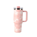 Copo Térmico com Estampa Mármore Colorido 1200ml Canudo e Tampa Hermética