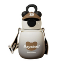 Garrafa Infantil 500ml Urso Com Canudo Alça Adesivos Para Decorar