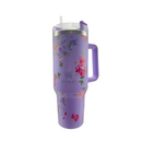 Copo Garrafa Térmica Estampa Floral 1200ml Com Tampa Acrílica Canudo