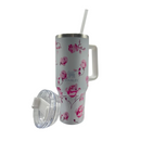 Copo Garrafa Térmica Estampa Floral 1200ml Com Tampa Acrílica Canudo