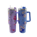 Copo Garrafa Térmica Estampa Floral 1200ml Com Tampa Acrílica Canudo