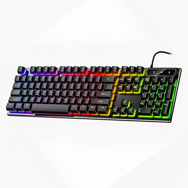 Kit Teclado e Mouse com Fio RGB LED Gamer