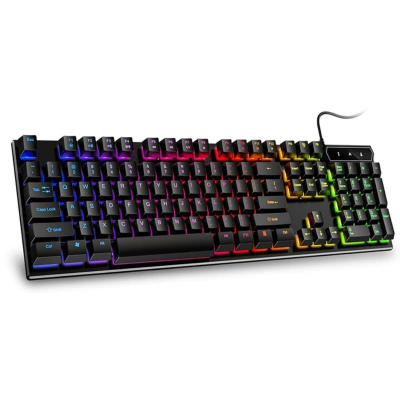 Kit Teclado e Mouse com Fio RGB LED Gamer
