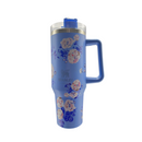 Copo Garrafa Térmica Estampa Floral 1200ml Com Tampa Acrílica Canudo