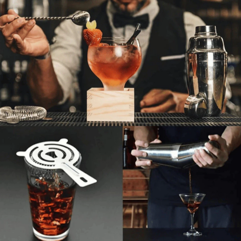 Kit Bartender Profissional Coqueteleira 12 Peças em Aço Inox Para Drinks e Coquetéis