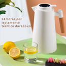 Garrafa Térmica Termômetro Digital 1L Café Chá Com Cabo Madeira