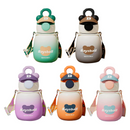 Garrafa Infantil 500ml Urso Com Canudo Alça Adesivos Para Decorar