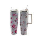 Copo Garrafa Térmica Estampa Floral 1200ml Com Tampa Acrílica Canudo