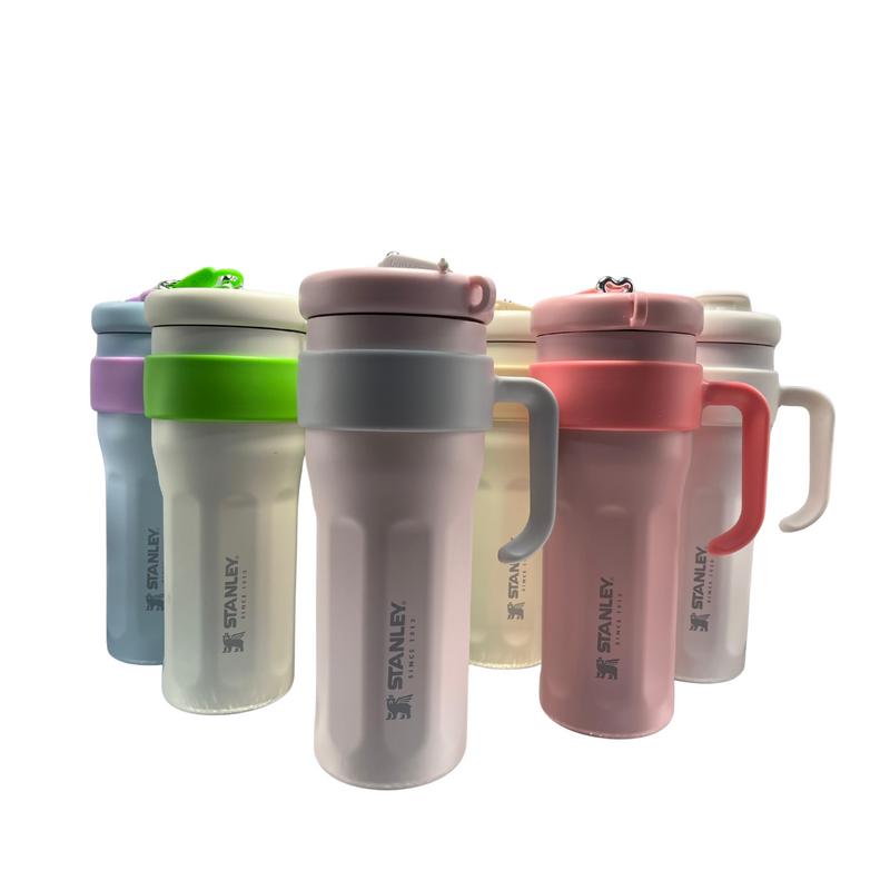 Copo Garrafa Térmica 1200ml Isolamento Com Canudo Em Inox Silicone