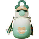 Garrafa Infantil 500ml Urso Com Canudo Alça Adesivos Para Decorar