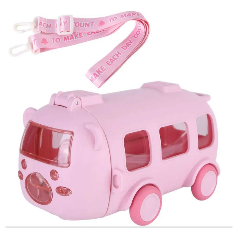 Garrafa Infantil De Água com Canudo de 500ML Formato de Ônibus Urso Com Alça