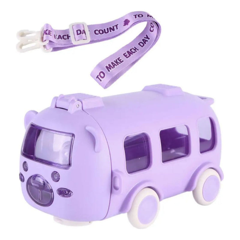 Garrafa Infantil De Água com Canudo de 500ML Formato de Ônibus Urso Com Alça
