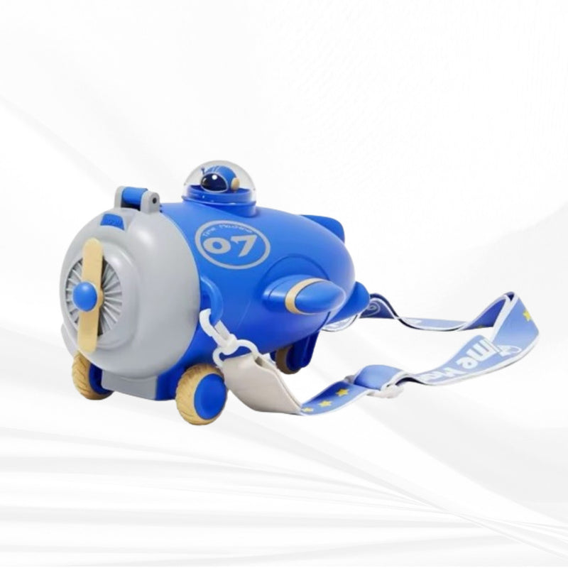 Garrafa Infantil Modelo Avião 500ml Com Copo Removível