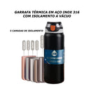 Garrafa Térmica Colorida 800ml Com Alça, Canudo, Tampa Fast Click e Fundo Emborrachado