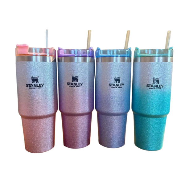 Garrafa Térmica Glitter 900ml Inox Com Tampa e Canudo