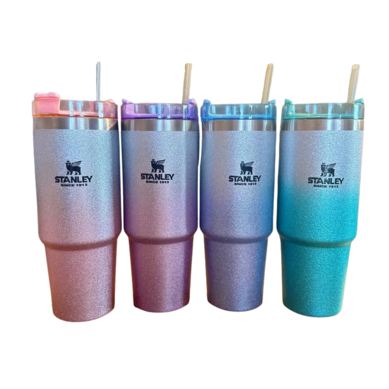 Garrafa Térmica Glitter 900ml Inox Com Tampa e Canudo
